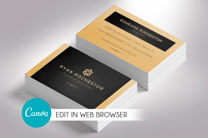 Funeral home business card design