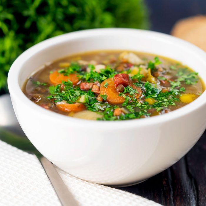 Lentil and bacon soup recipe